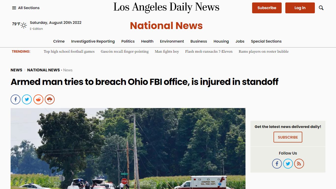 Armed man tries to breach Ohio FBI office, is injured in standoff